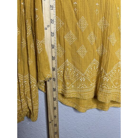 Lucky Brand Women’s Mustard Yellow Boho Tassel Long Sleeve Top Blouse Size L - Picture 8 of 11